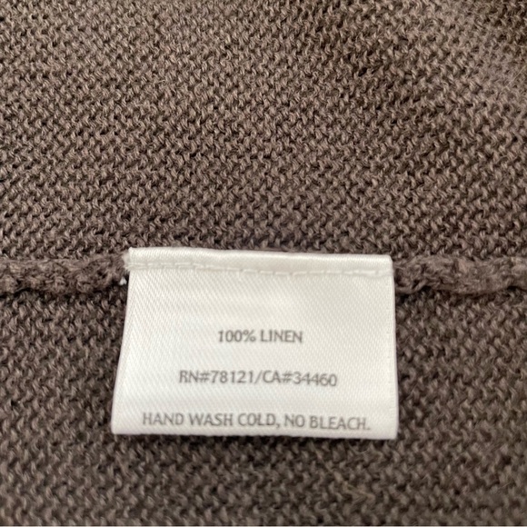 Eileen Fisher Linen Open Front Cardigan Short Sleeve Brown Lagenlook - Picture 6 of 7